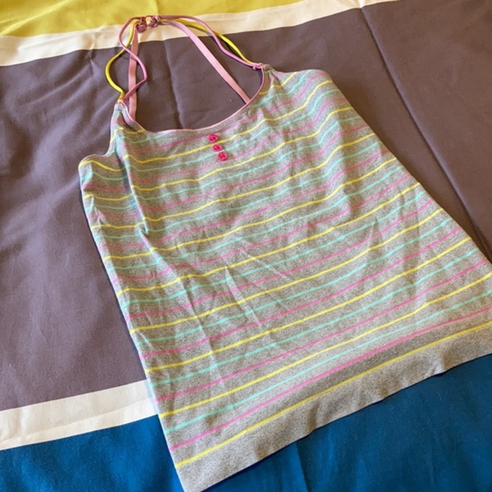 4/$20 Hot Topic Stripe Tank Top Small Pink Magenta Yellow Grey Blue